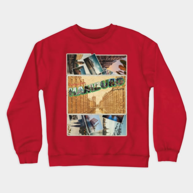 Greetings from Hamburg in Germany vintage style retro souvenir Crewneck Sweatshirt by DesignerPropo